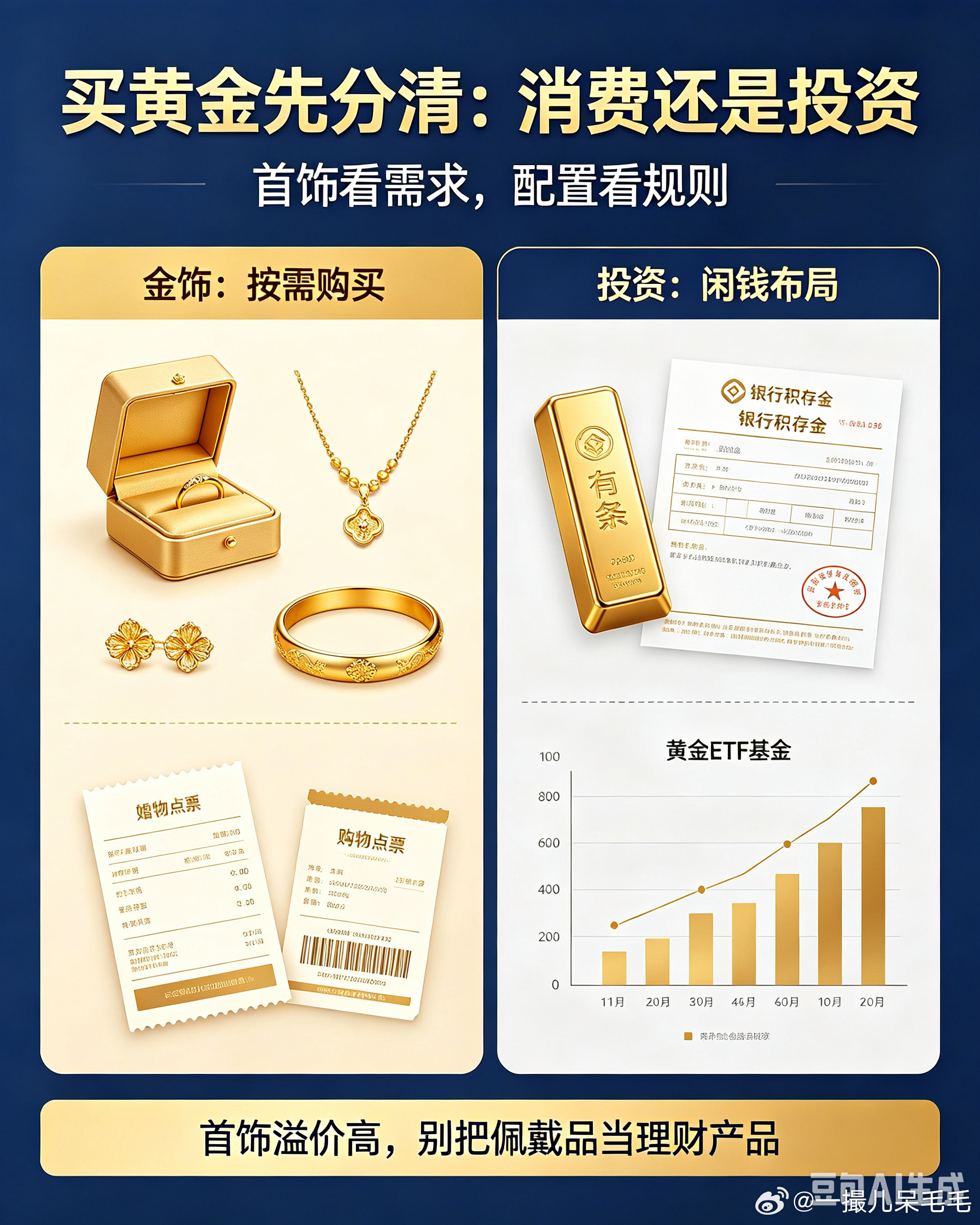 面对金价上蹿下跳的剧烈震荡，普通人首先要分清黄金消费与黄金投资。婚嫁、日常佩戴的