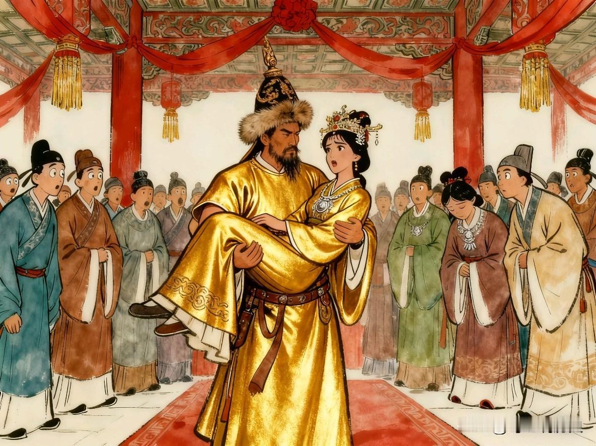 1047年，西夏王李元昊在太子宁令哥婚礼上色心顿起，居然在众目睽睽下将她抱起直奔