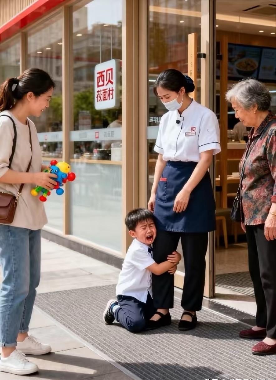 孩子哭着喊“吃不到西贝”，照片是三年前的，嘴里的“上瘾”话术像广告文案背诵大赛。