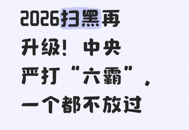 2026扫黑再升级！中央严打“六霸”，一个都不放过。说白了，新一轮扫黑重点瞄