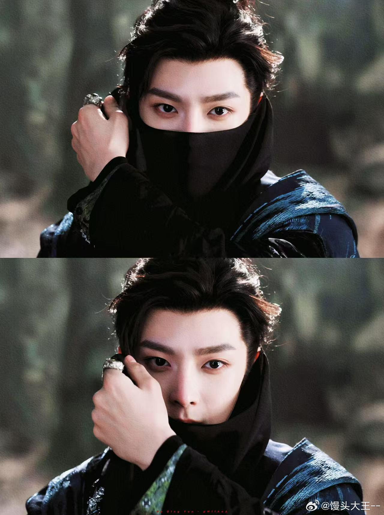 侯明昊半遮面眼神杀侯明昊权威少年感侯明昊的半遮面造型真是太有韵味了，眼神中那种