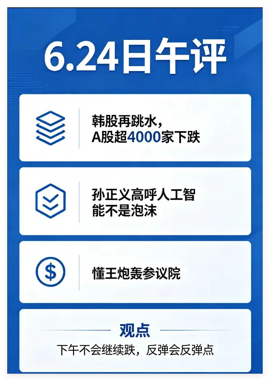 韩股再跳水,A股超4000家下跌，下午还会跌吗？今天上午主要发生了2件事，1是孙