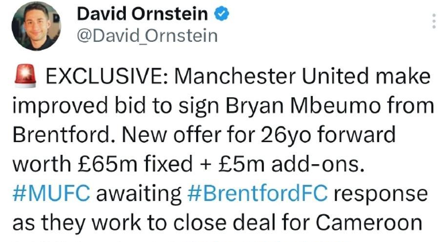 7000万英镑买姆贝乌莫，曼联又要当冤大头了，有以下几大原因！1，38场才进2