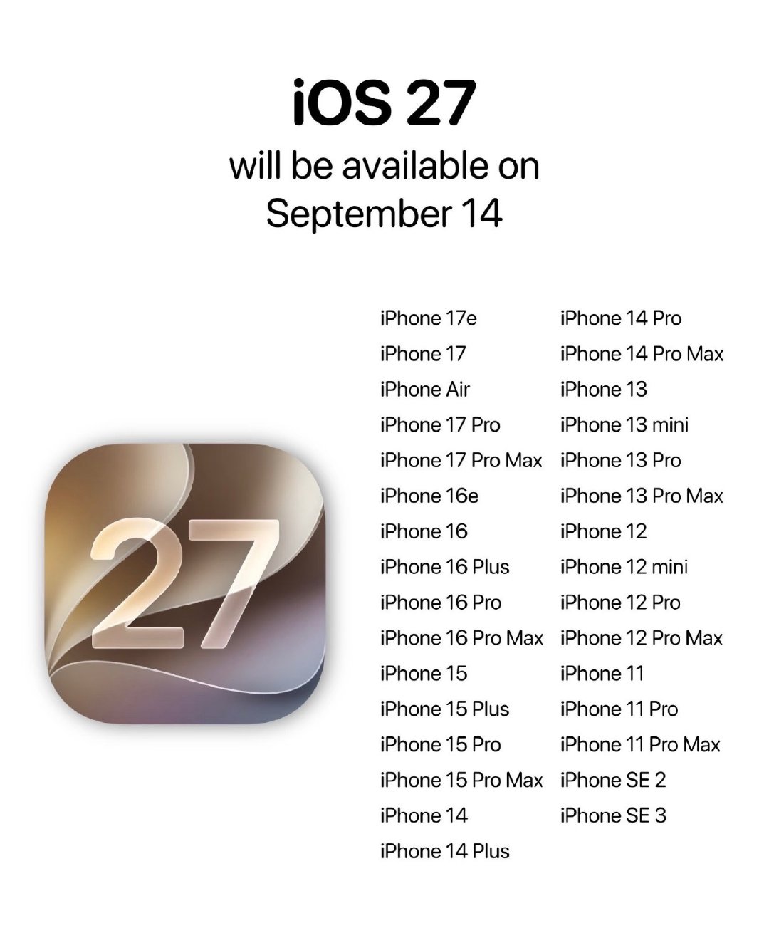 iOS27将于9月14日正式推送更新！专为折叠iPhoneDuo深度定制，界面控件移至侧边，释放纵向