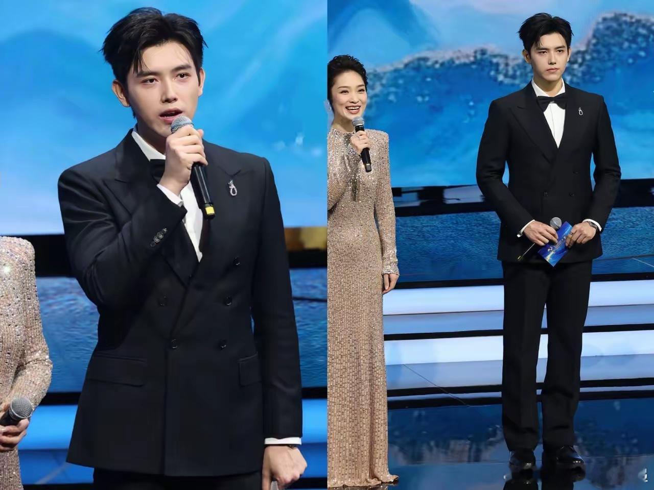 陈凯歌的儿子陈飞宇出息了，都主持上金鸡奖开幕式了！站在电影频道当家花旦蓝雨身边，