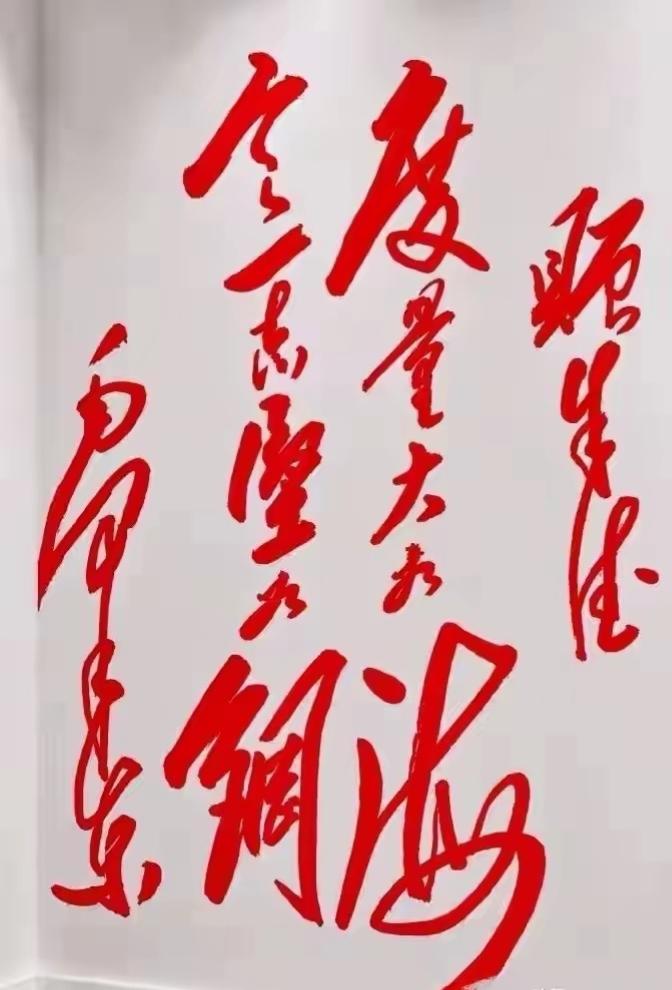 这幅字画真是大气磅礴！这红色的草书太潇洒了，革命书法很漂亮，读出来听一下。书法真