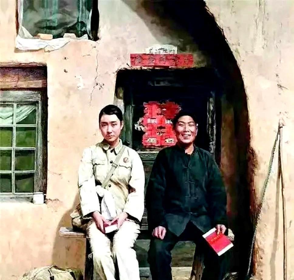 70年代初，一位女知青与农民结婚的合影中，新娘神情黯然，新郎笑容满面。隔壁村的