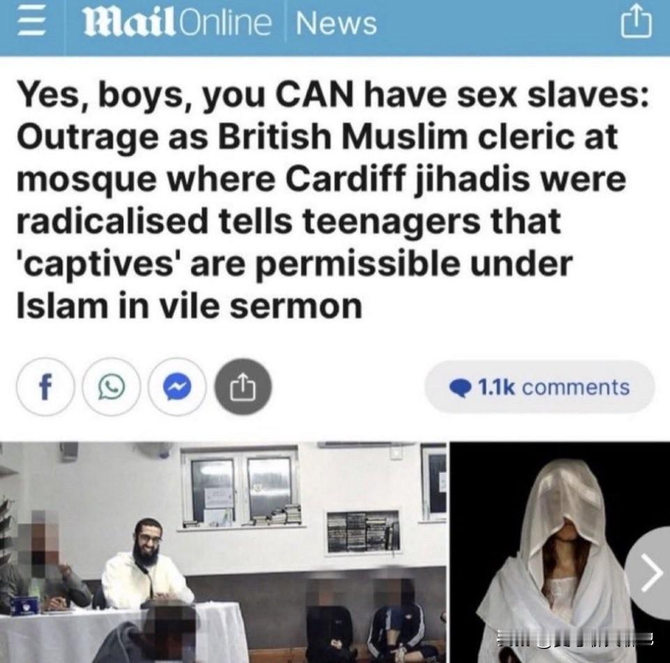 英国一名来自南亚的神职人员称“可以拥有性奴隶”，他指的性奴隶是欧洲白人女孩和女性