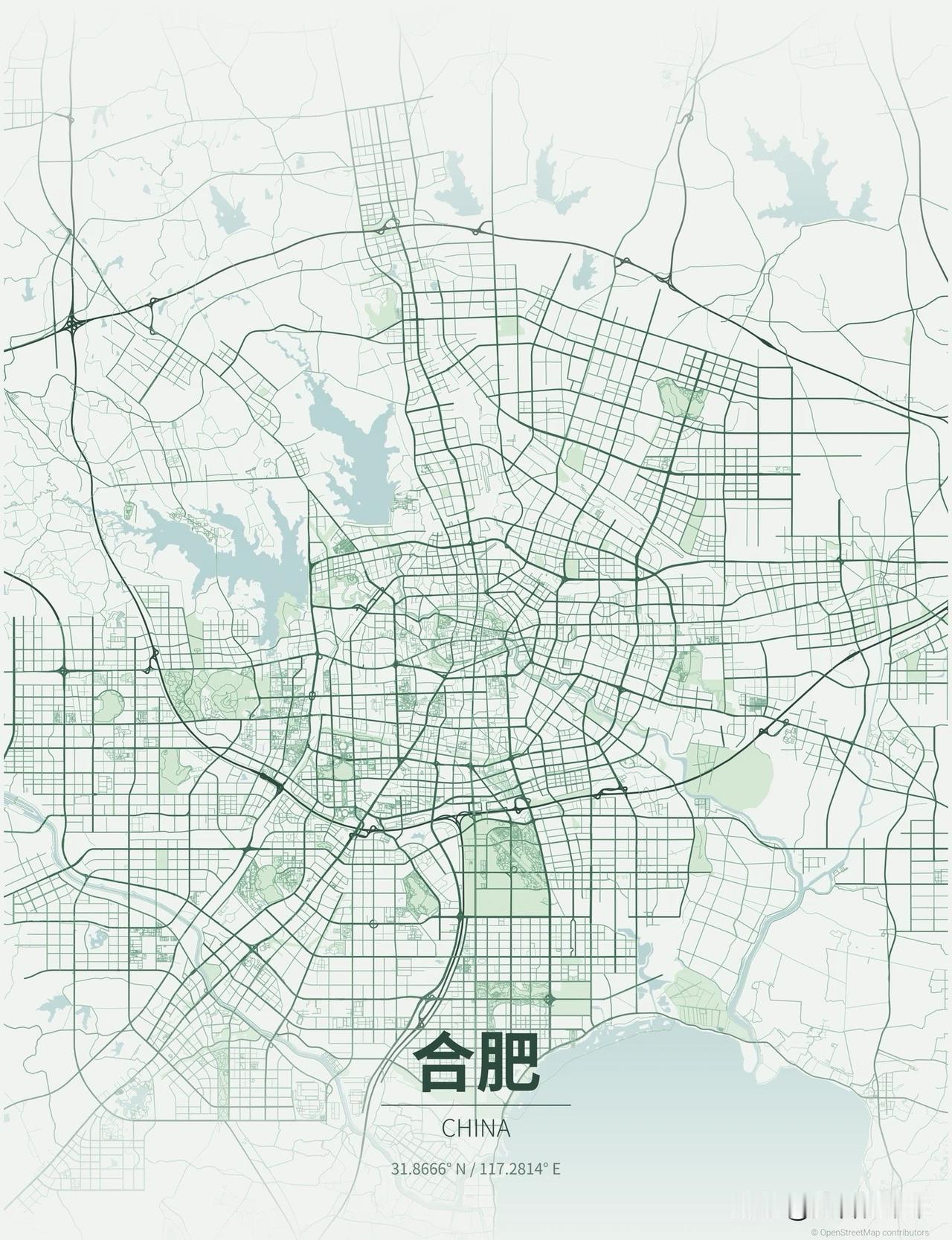 合肥城市道路图这张图做的还是比较详细，合理。合肥西北部，东南部，环线建设将是
