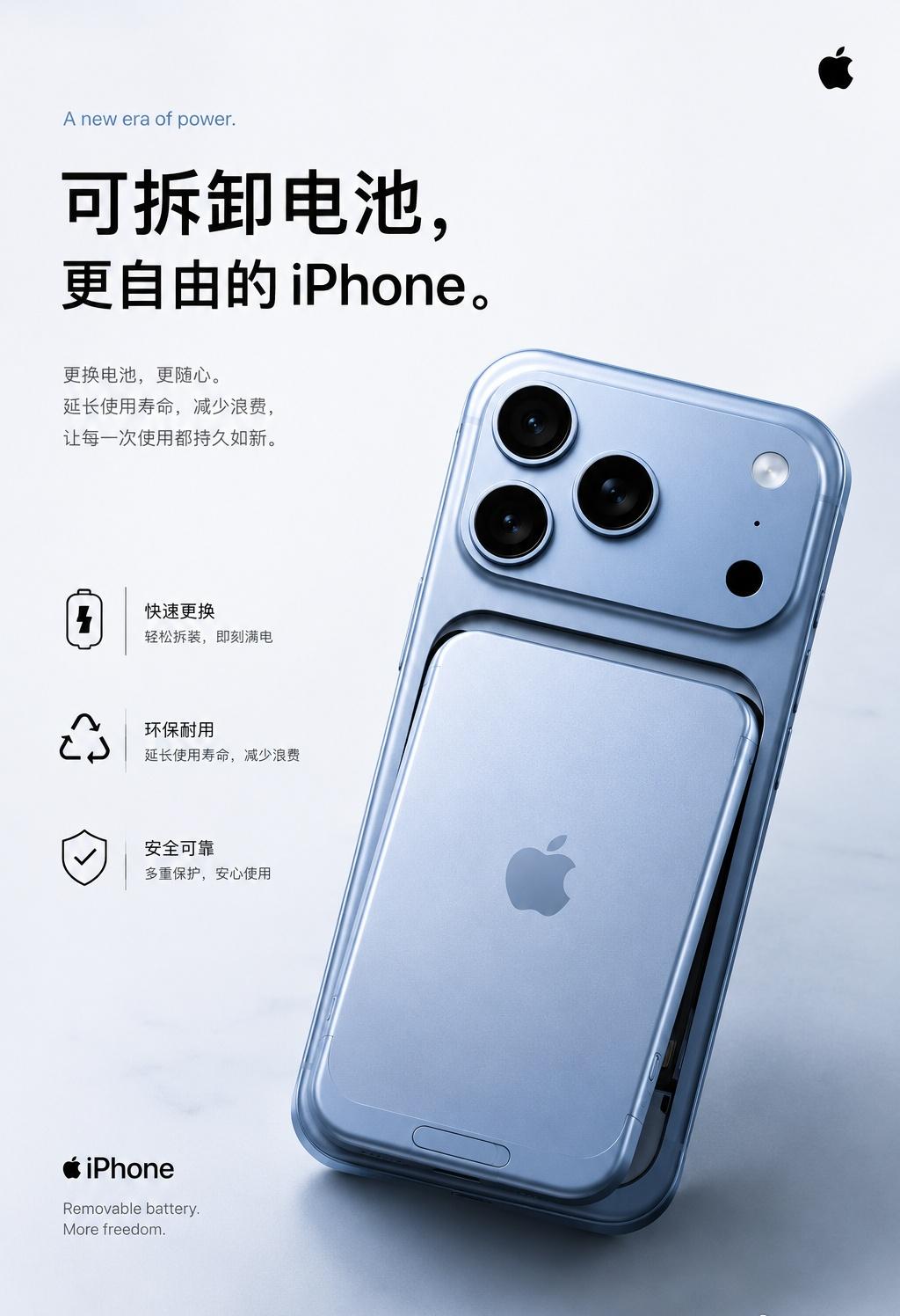 个人看法：iPhone基本不可能上可拆卸电池，以后大概率也不会，安卓旗舰同样很难