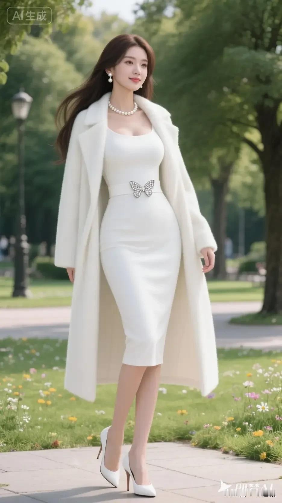 一身纯白，步履生风，把优雅与温柔都走成了风景。女性应有的气质温柔高贵的女性