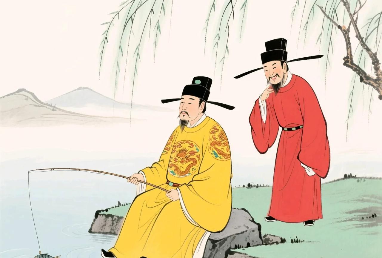 丁谓是宋真宗时著名马屁高手，有次陪皇帝钓鱼，半天未获一尾，宋真宗有点失落，丁谓马
