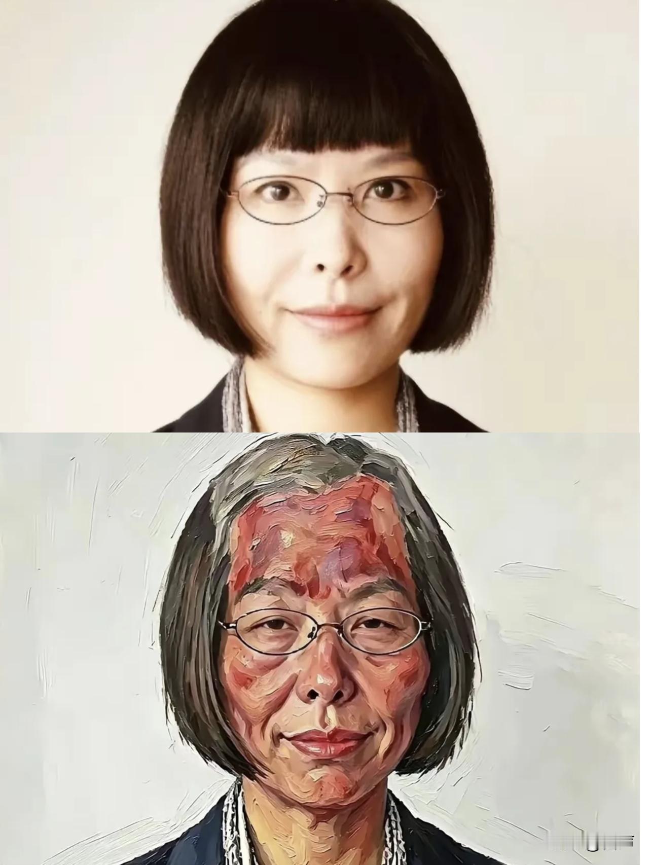 不知道清华美院的丁教授，看到网友按照她的风格画的她的自画像什么感受，将心比心，估