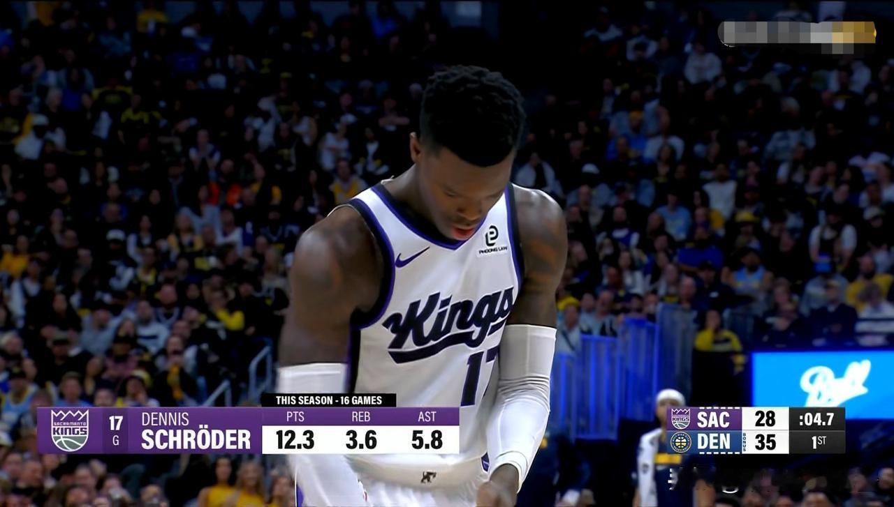 国王大将施罗德终于发挥超常了一回！在今天国王客场以128：123力克掘金的比赛中