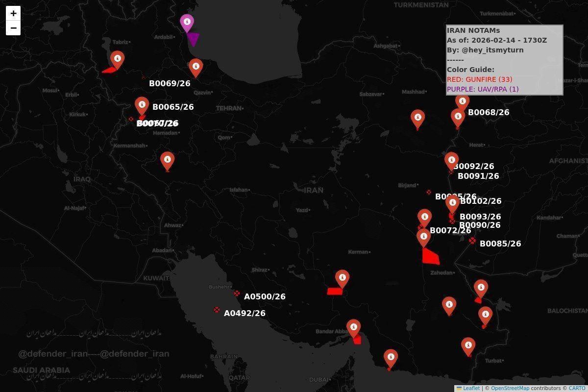 新闻快讯——伊朗已发布航行通告：因伊朗伊斯兰革命卫队正在开展军事试验与防空演习，