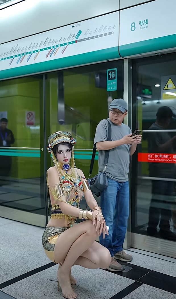 想不到站起来那么高，把大哥吓一跳