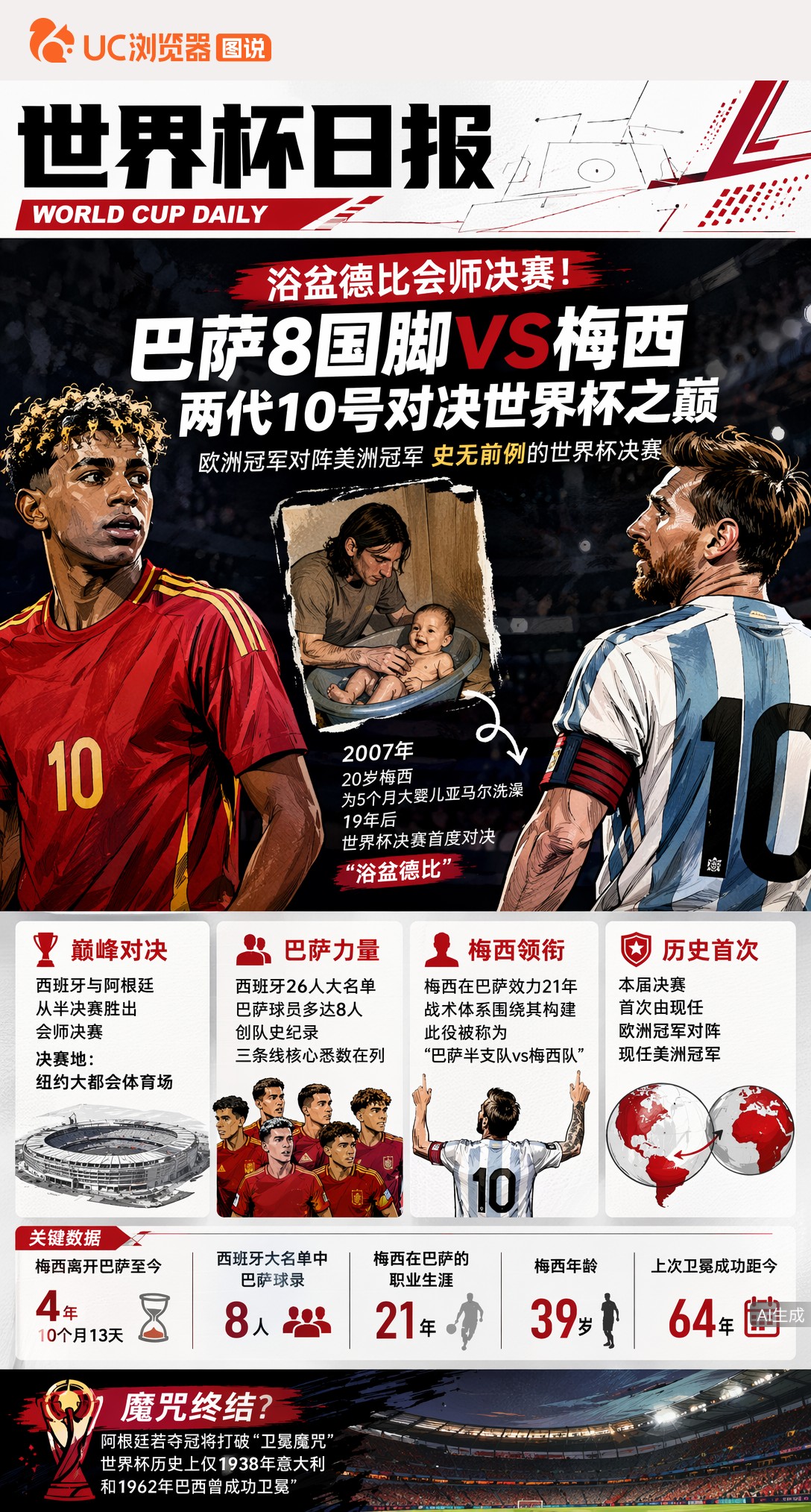 浴盆德比会师决赛！巴萨8国脚VS梅西，两代10号对决世界杯之巅