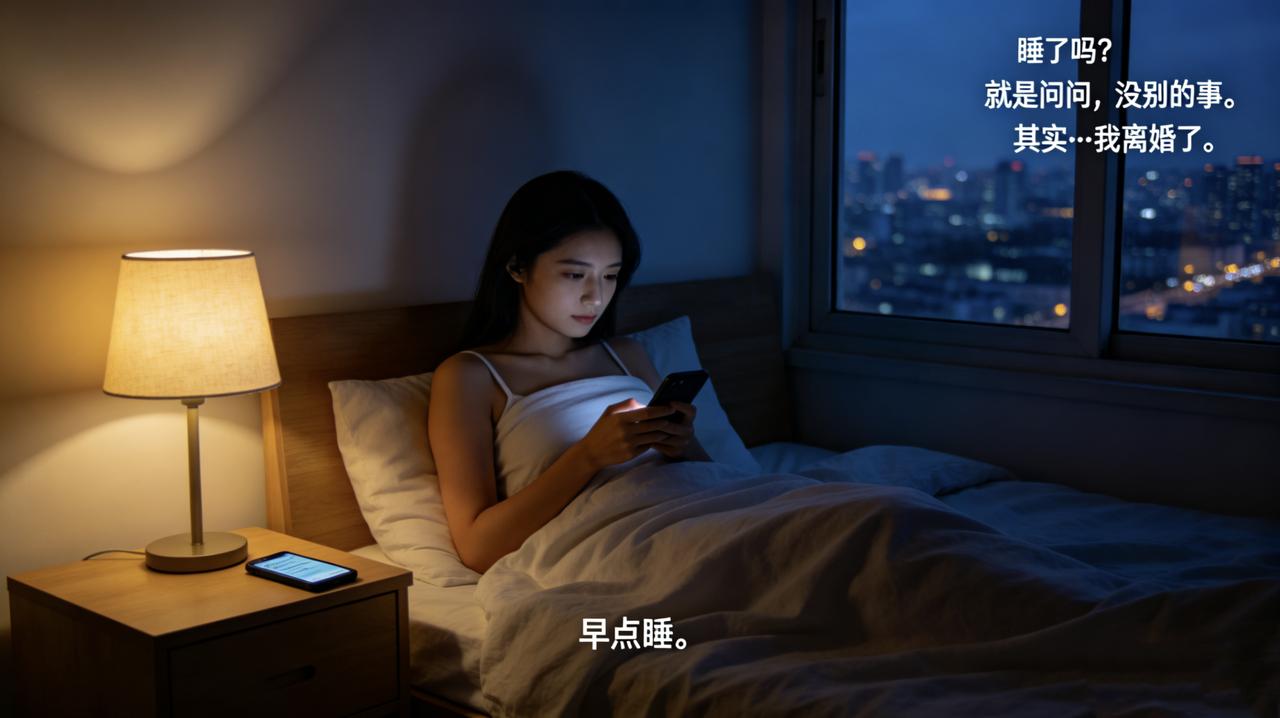 深夜十一点，她收到他的微信：“睡了吗？”没回。半小时后又一条：“就是问问，没别