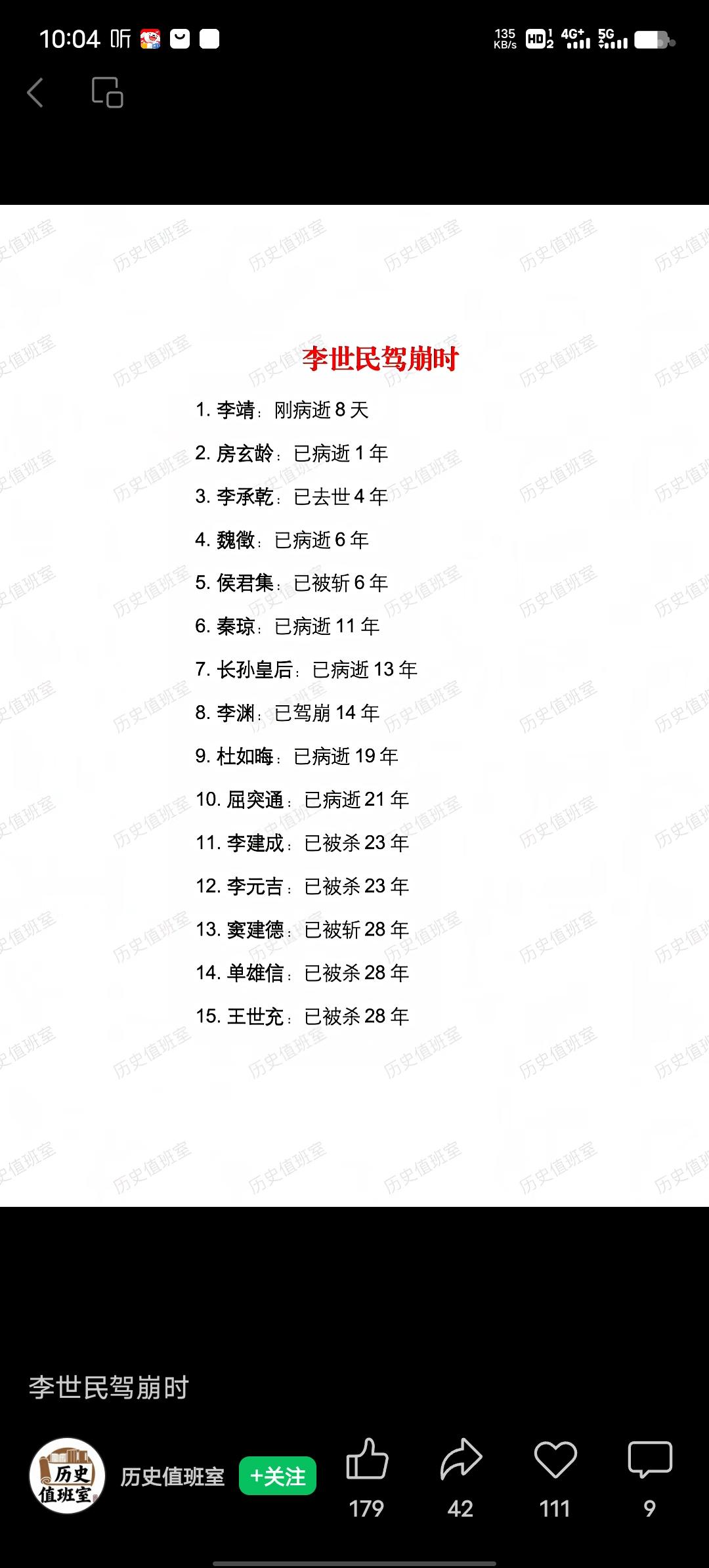 李世民驾崩于贞观二十三年（649年），在此之前已有不少人离世。像玄武门事变中，