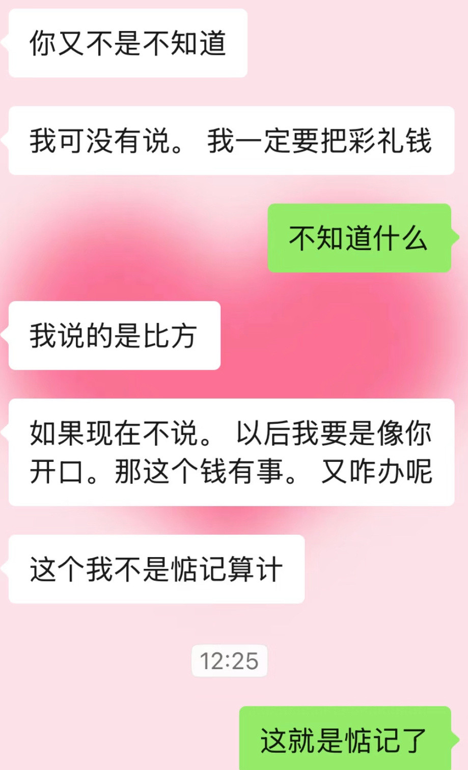 男朋友说，以后他爸妈生病了，问我拿不拿彩礼
