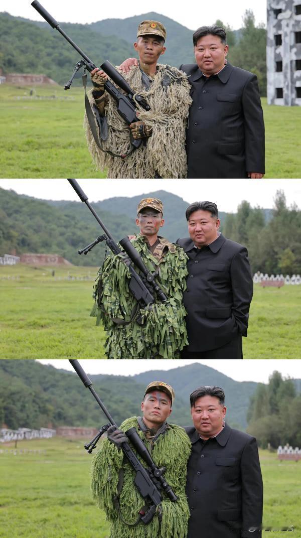 能和伟大的金将军一起合影。应该是这名朝鲜特种兵的无上光荣吧！不过看他手里的这
