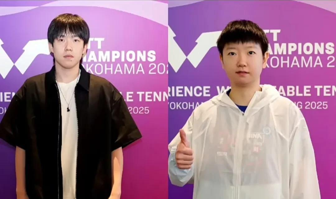 参加横滨冠军赛晚宴的莎莎和楚钦！8月6日晚在横滨举行了冠军赛赛前晚宴，国乒队员