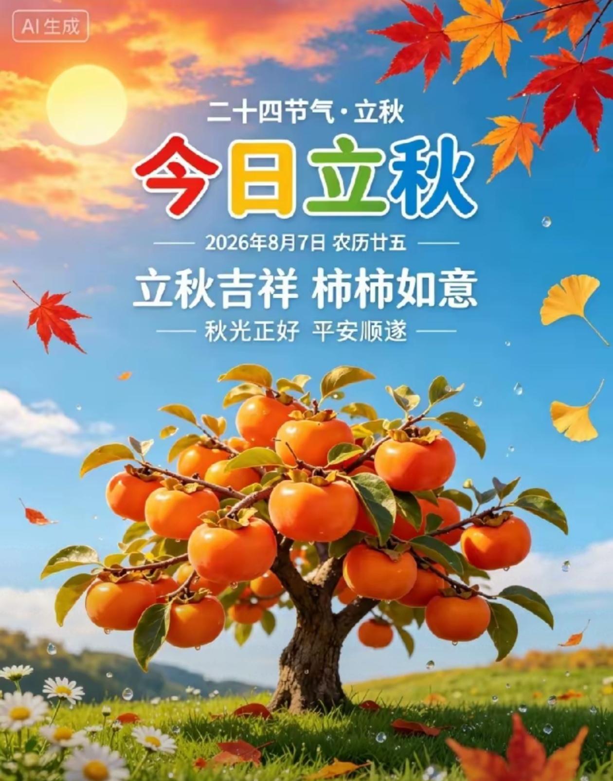 🌺2026./8月7日，周五逢立秋，暑随盛夏尽，秋携万福来🌺🍁云天收敛