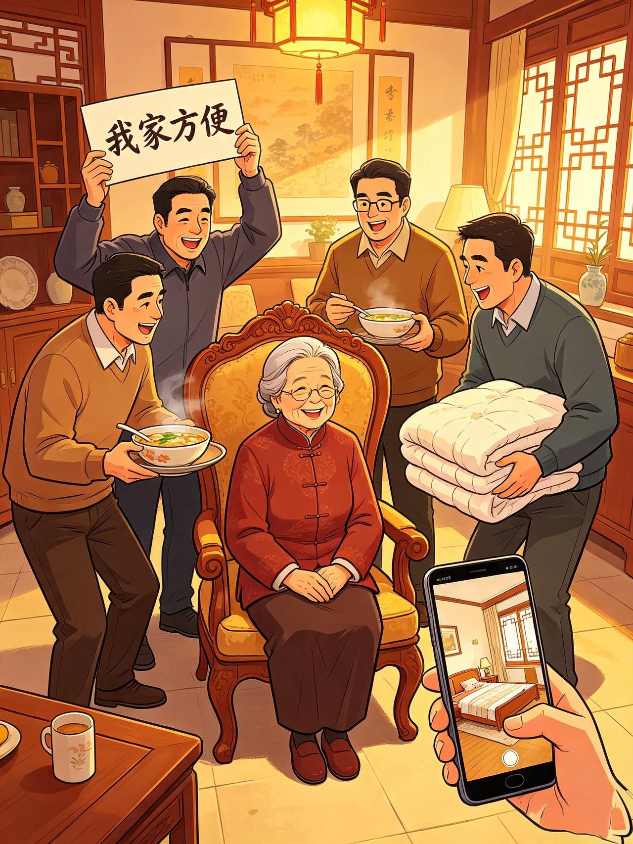 河南驻马店，95岁老太太被4个儿子“抢”着接回家，老三回家撞见嫂子“偷人”，脱口