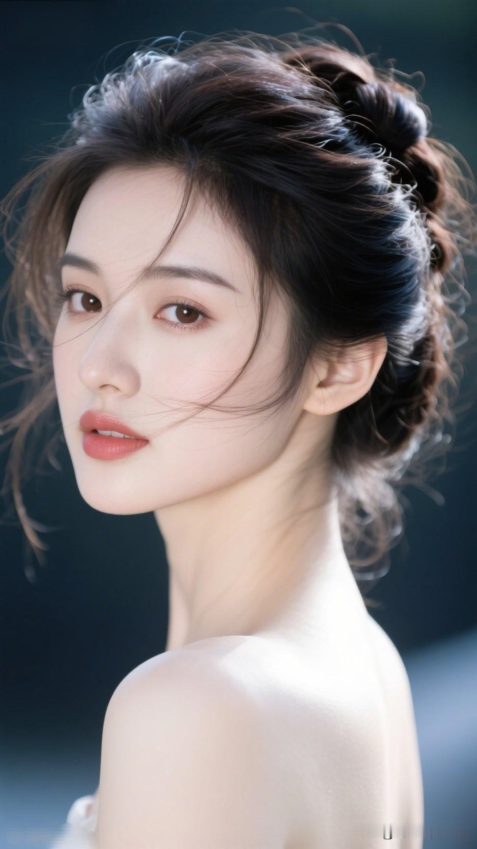 优雅黑发，红唇轻启，惊艳一瞥