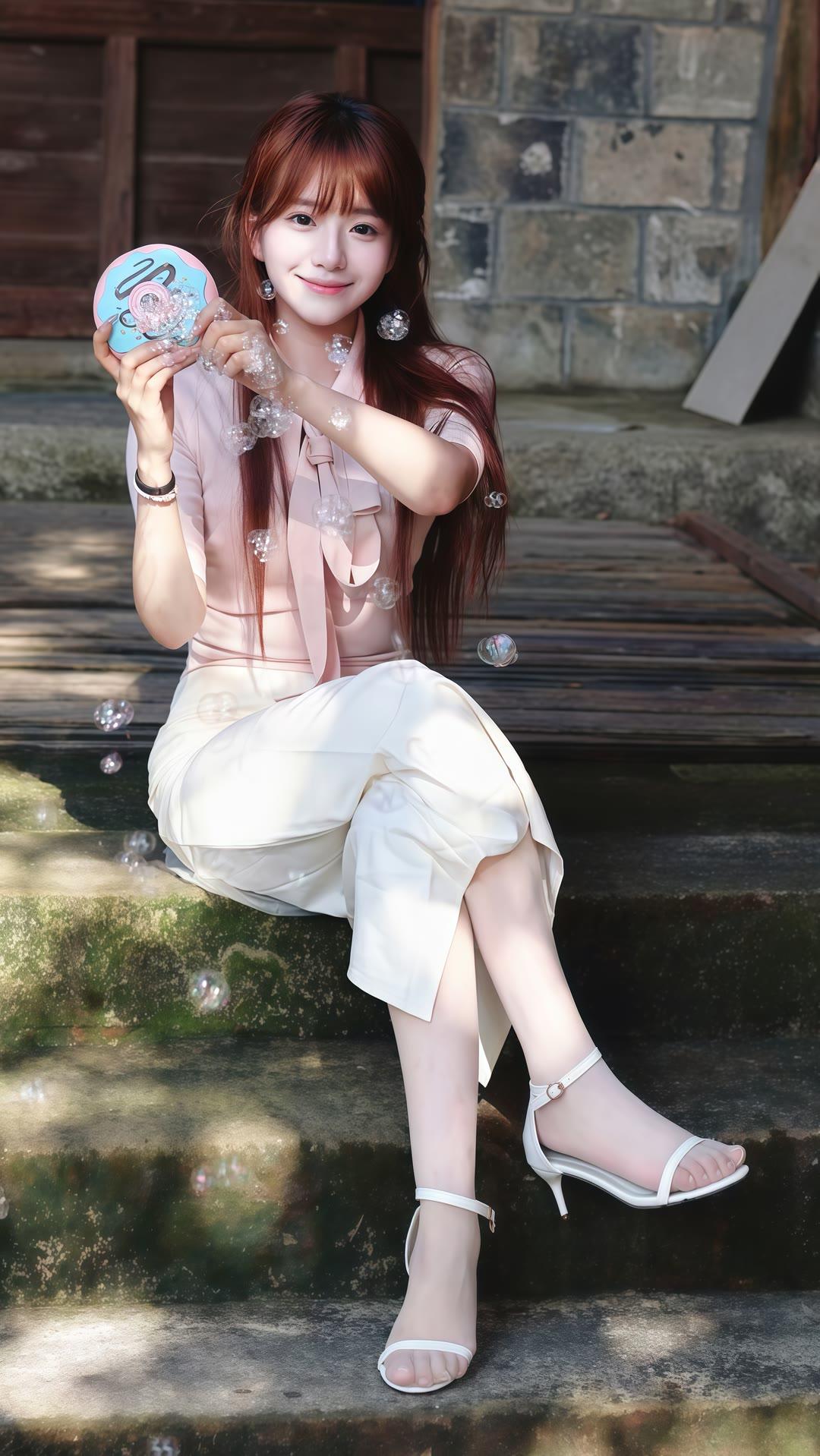 少女心爆棚的泡泡时光，甜美粉嫩的穿搭，阳光下的梦幻瞬间。