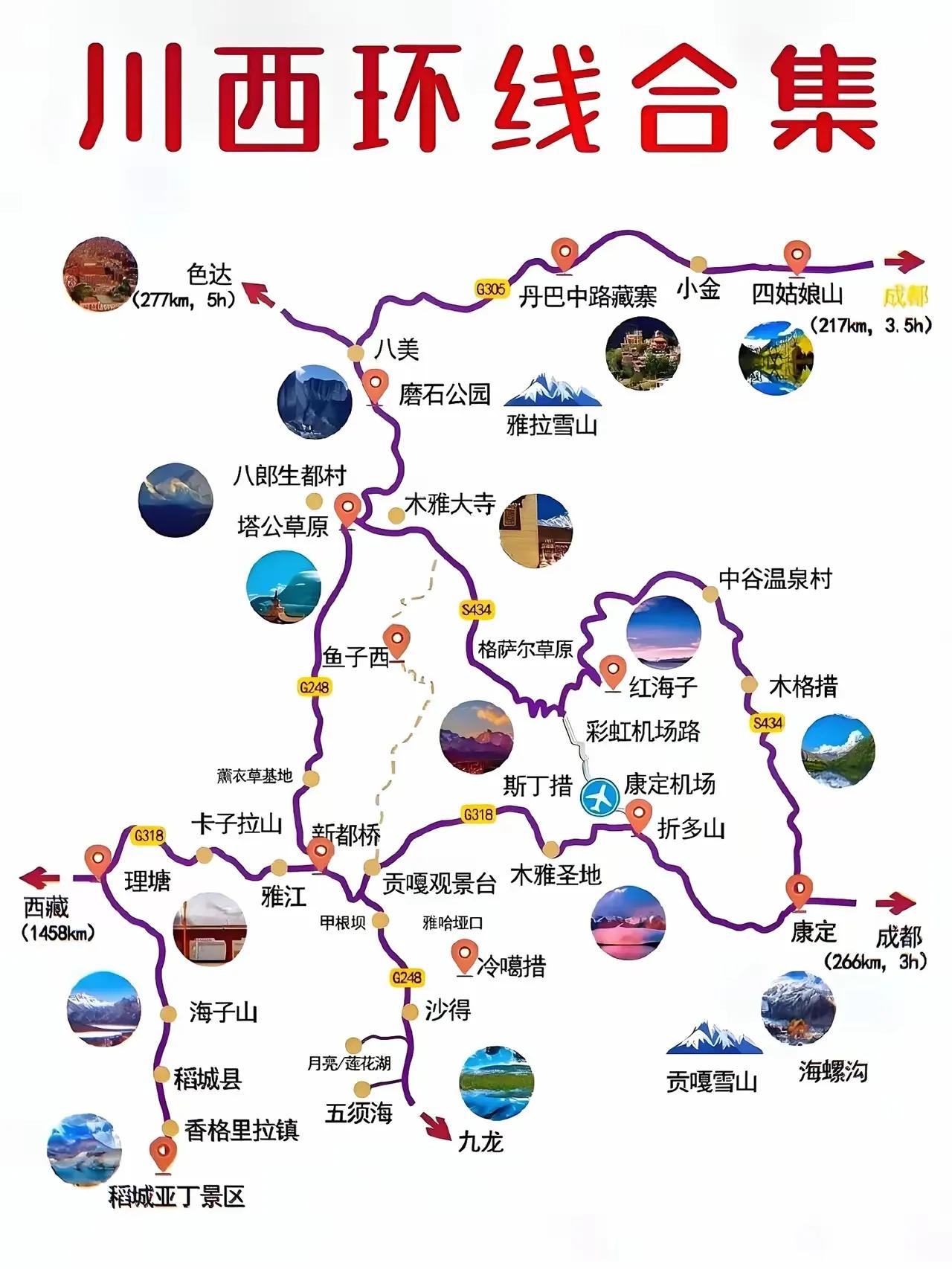 川西环线旅游自驾地图