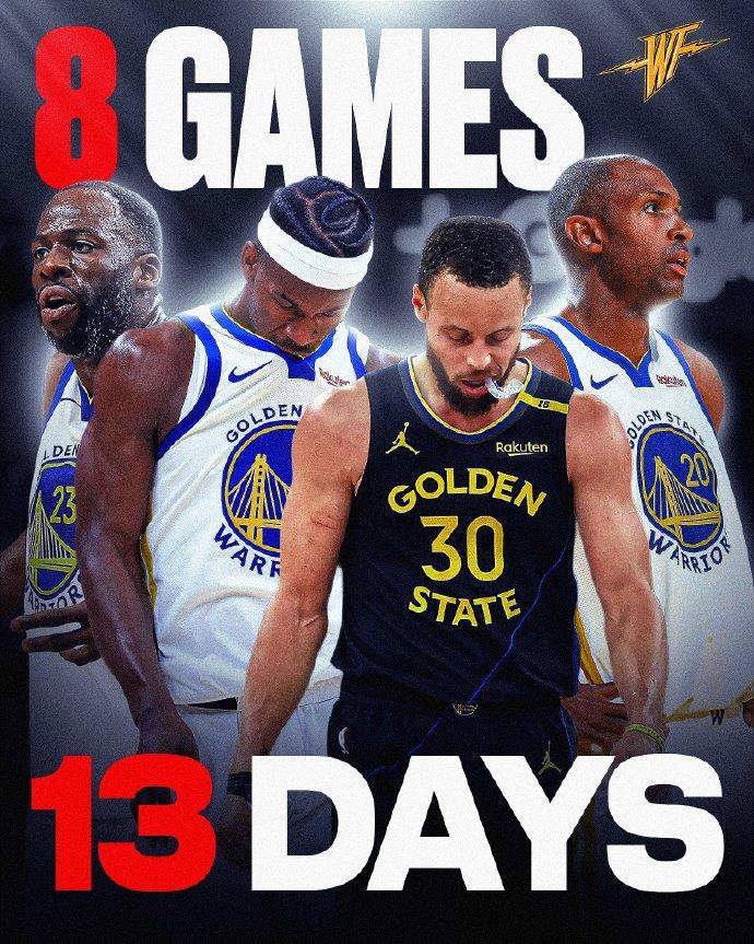 真难啊！勇士未来13天赛程：11月8日：客场，对阵掘金11月10日：主场，对