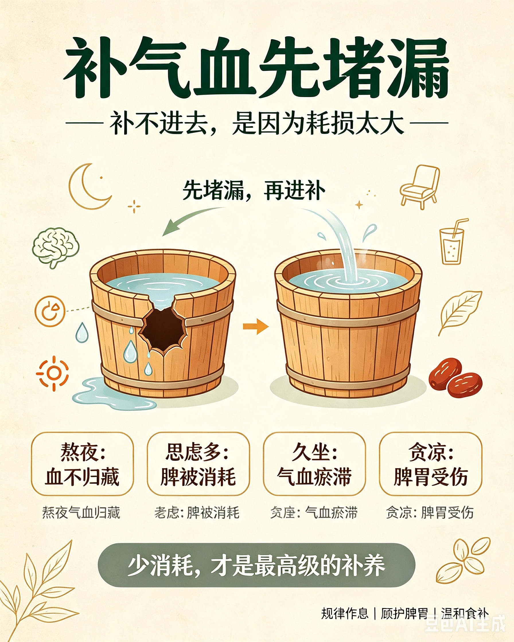 补气血先堵漏！越补越虚，根源是一直在漏很多人气血不足，疯狂吃阿胶、桂圆、各种滋补
