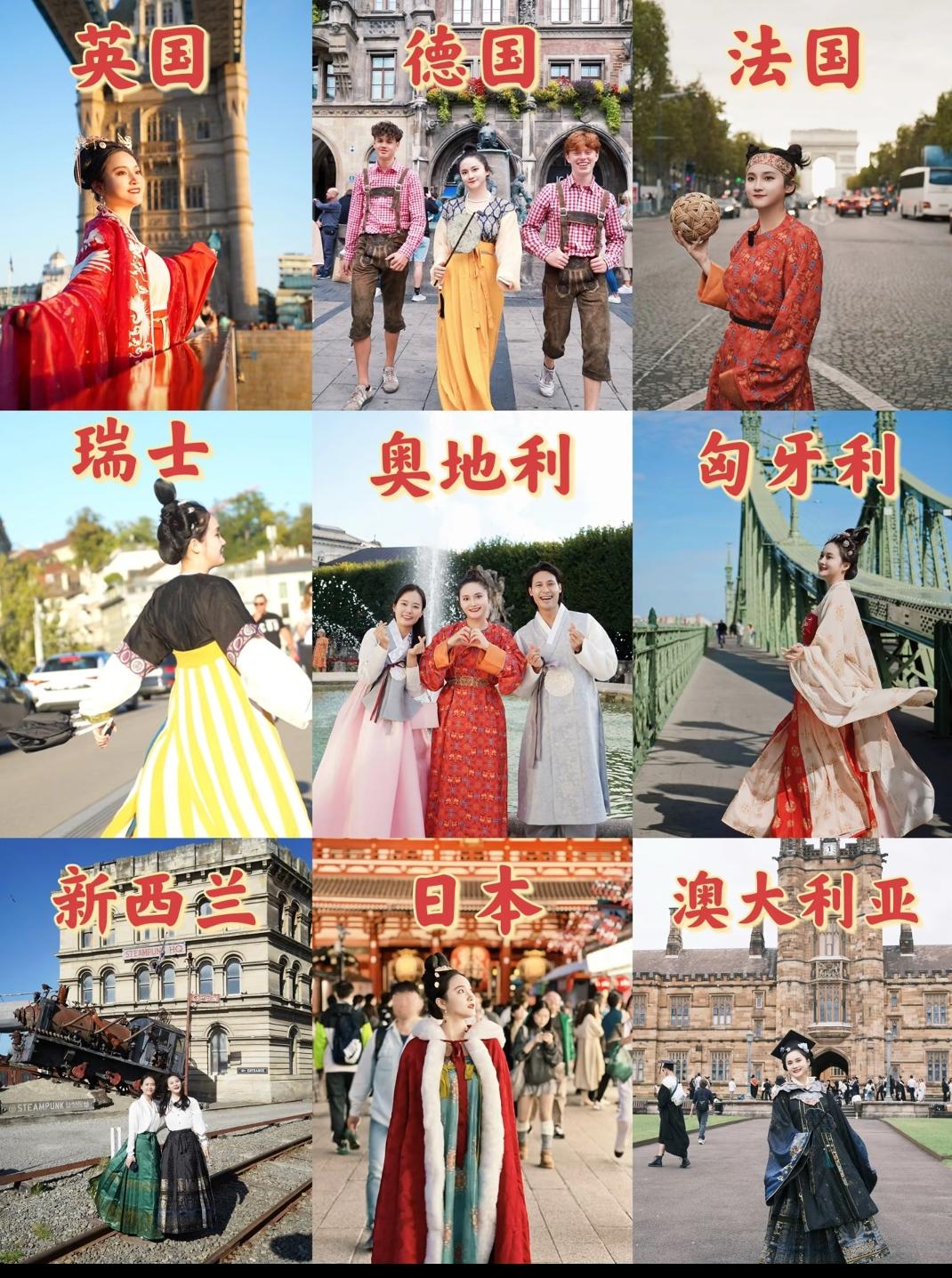 汉服突然风靡海外街头，外国姑娘穿襦裙逛古城，网友：文化输出太酷了刷到一组照片，