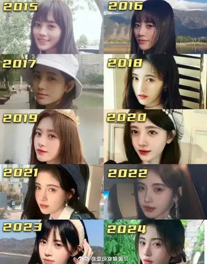 这张照片终于能证明鞠婧祎，人家就是原生脸，2015~2024年间，五官轮廓完全没