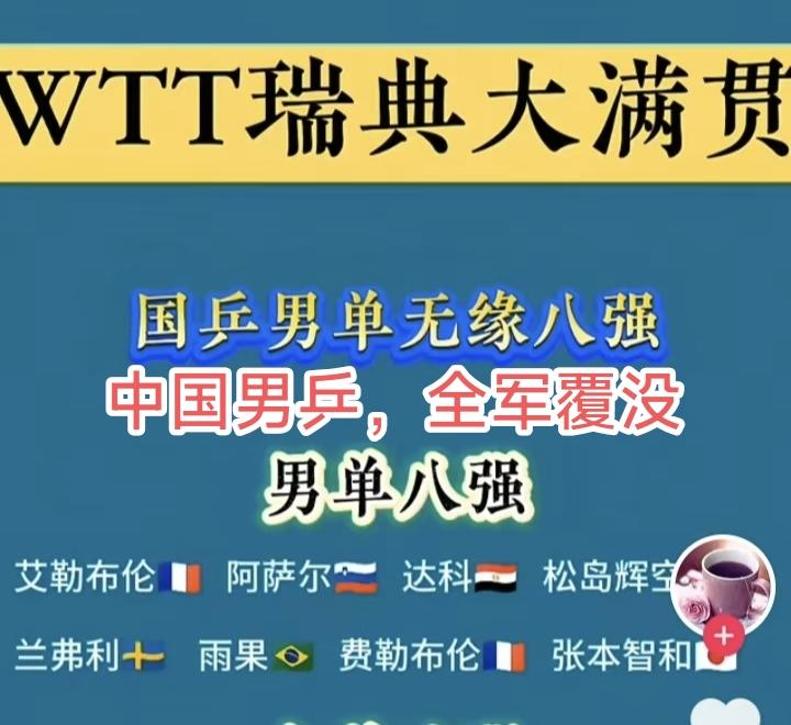 中国男子乒乓球队短时间内两次全军覆没，需要反思的东西太多了。正在进行WTT瑞典大