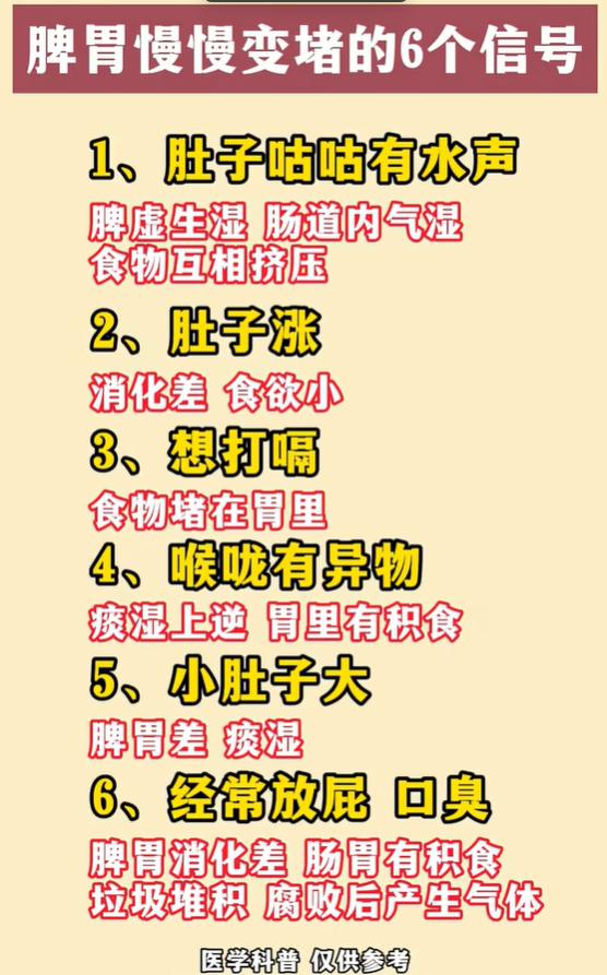 脾胃慢慢变堵，身体会出现这6个信号，早点发现早调理