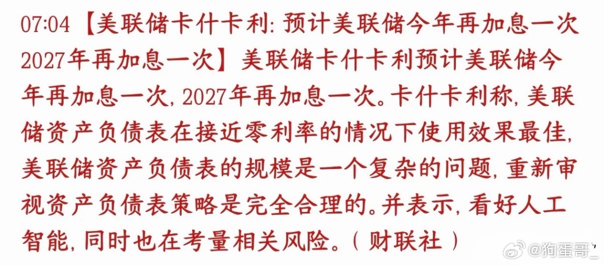 加息，又是加息，全球股市都得为美联储买单美联储官员卡什卡利表态：他个人判断，20