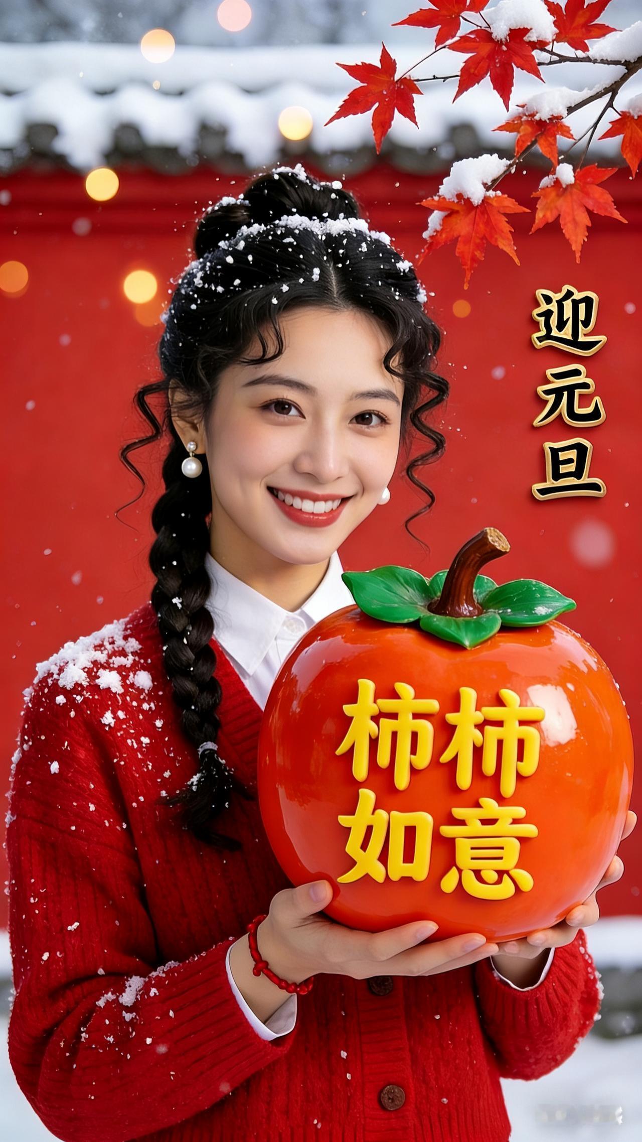 迎元旦，“柿柿”如意这说法真妙！在中国文化里，柿子象征丰收吉祥，“柿柿如意”是对