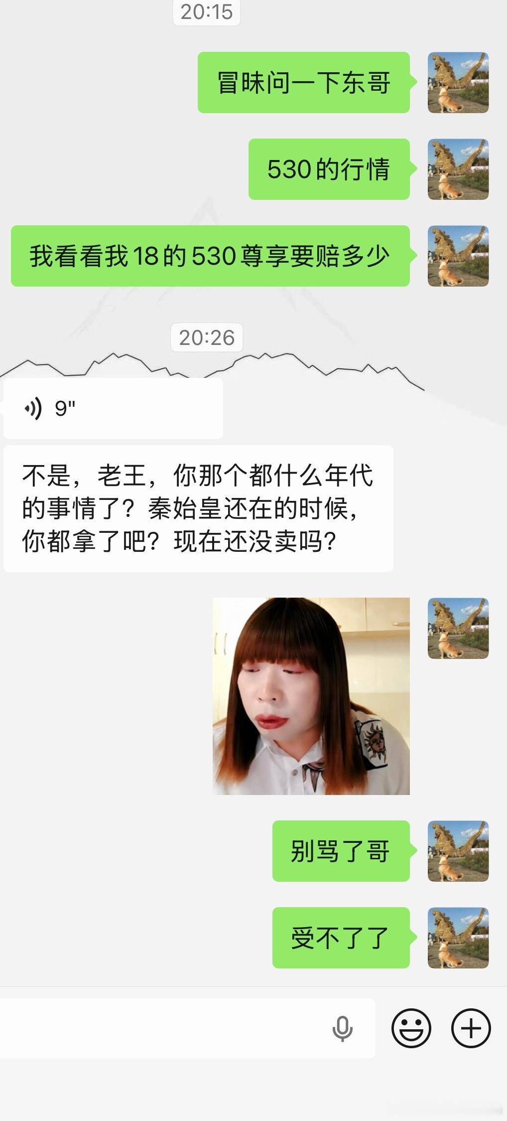 看同行发了个22的530尊享我都多余问那一嘴，还被嘲讽了一下歪日，好难过