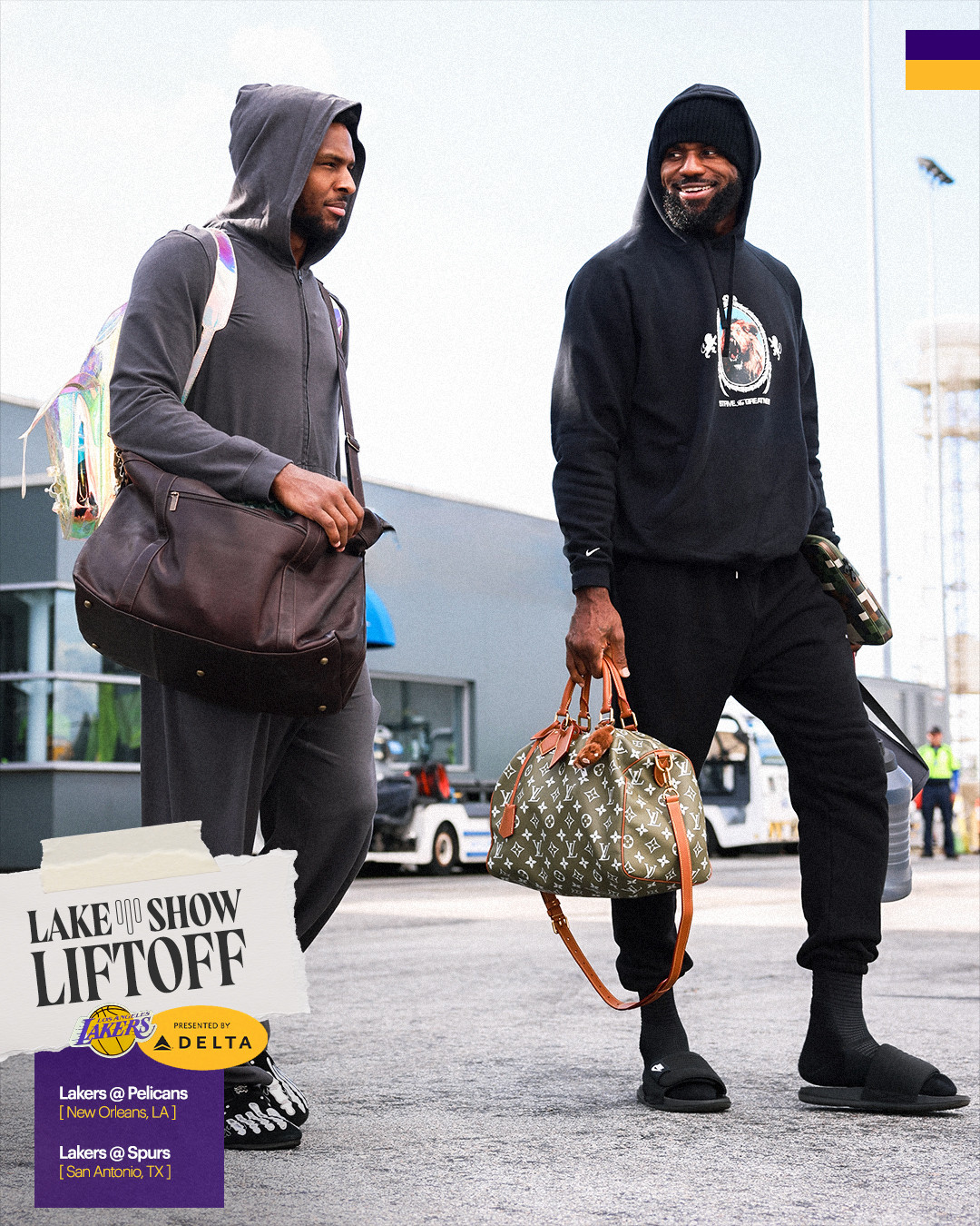 重新出发，迎接客场背靠背的挑战，老詹又得几天不能玩高尔夫模拟器了