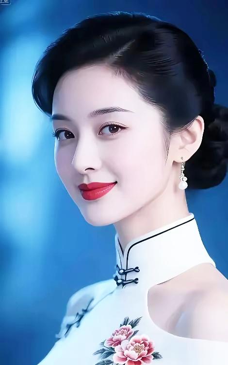 优雅旗袍美人，红唇白衣，尽显东方韵味