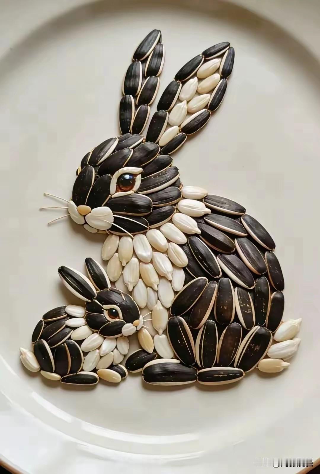 能用葵花籽摆出这么惟妙惟肖的图案，这应该是具有一定绘画功底的人，普通人是摆不出来