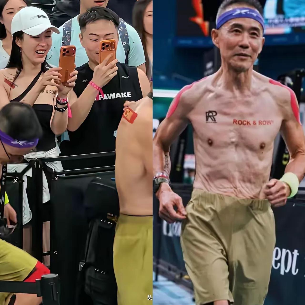 王石作为参赛选手，参加了上海室内综合体能挑战赛。照片显示，老态龙钟，肌肉流失严重