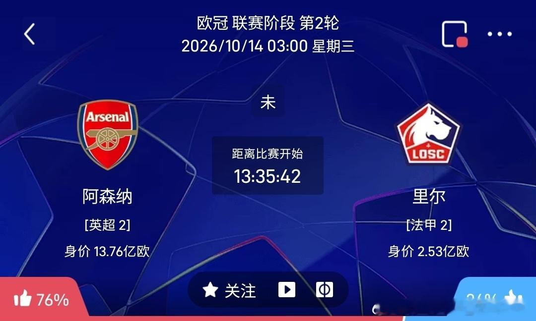 阿森纳vs里尔1️⃣阿森纳（英超2）✅利好：主场作战，全队身价13.76亿欧