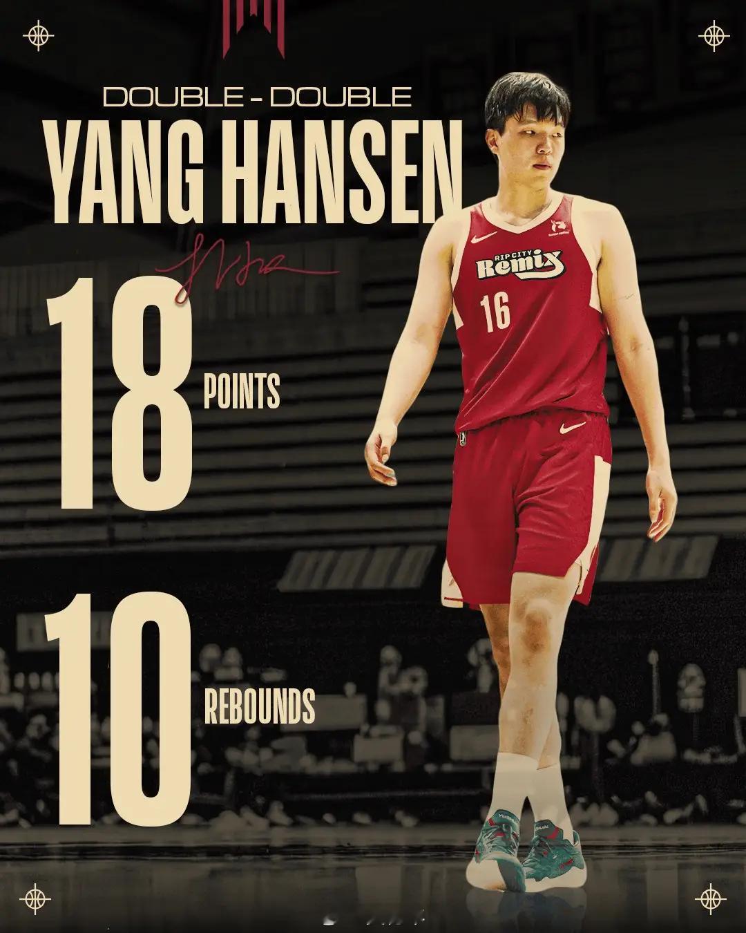 杨瀚森今天拿下18分10篮板4助攻的两双数据，帮助撕裂之城混音以116比110击