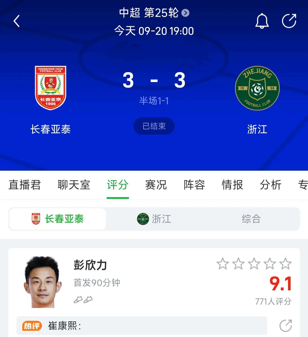 三分变一分！长春亚泰这场比赛踢得太不聪明了啊。主场对阵浙江队，浙江队两人被罚下