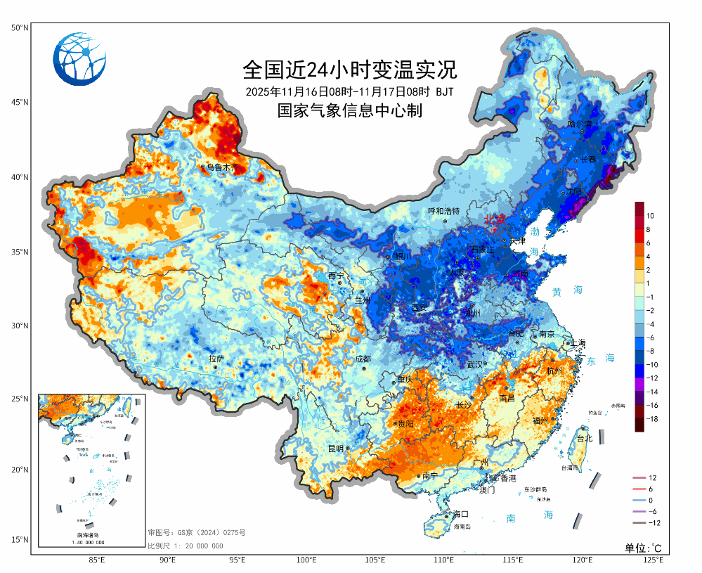 今天，今年下半年首次寒潮过程的影响基本结束，来看看此次寒潮势如破竹般的降温进程吧