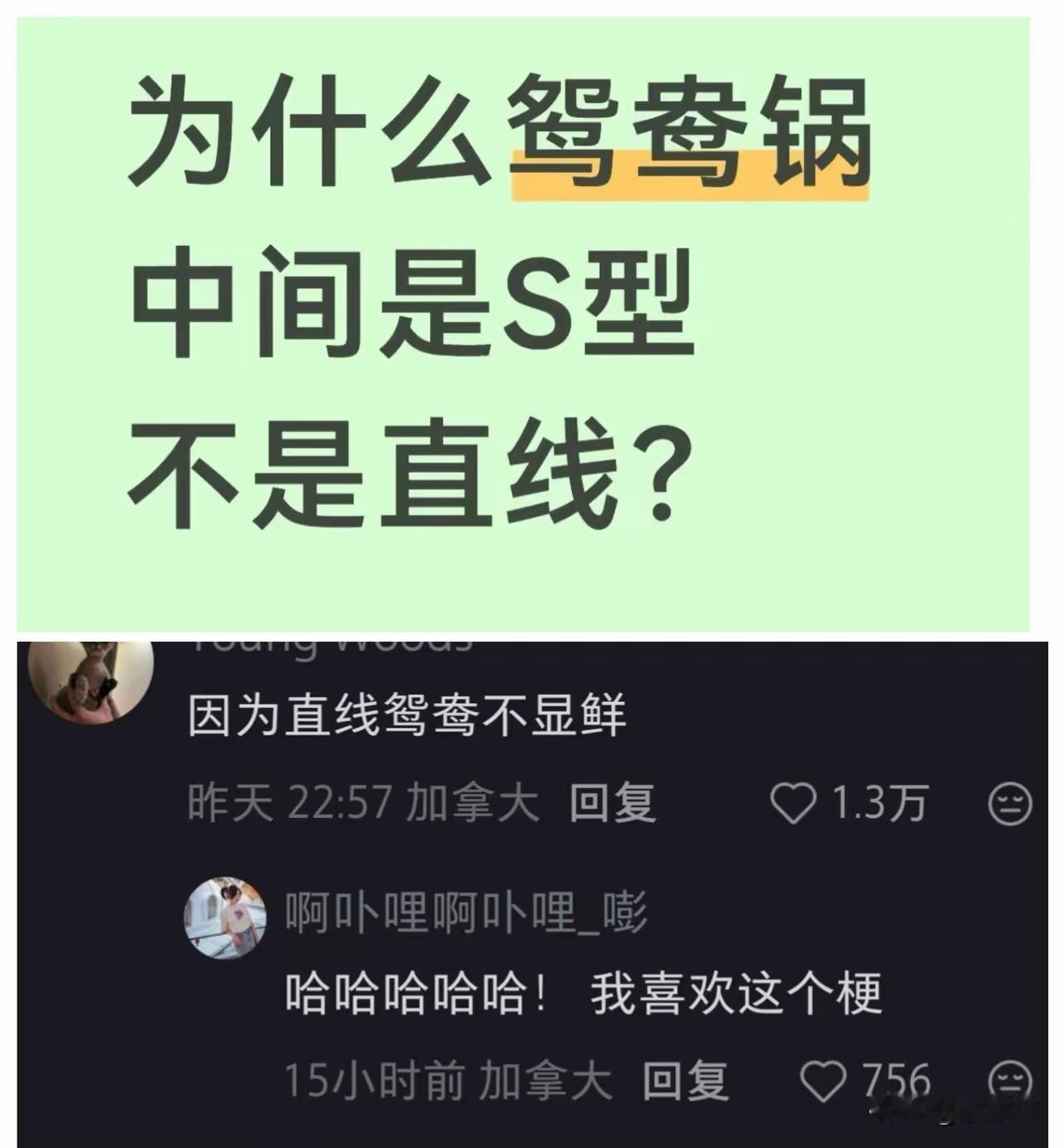 直线鸳鸯不显鲜：一句谐音梗，把汉语的浪漫和烟火气全玩明白了！刷到一个帖子，问