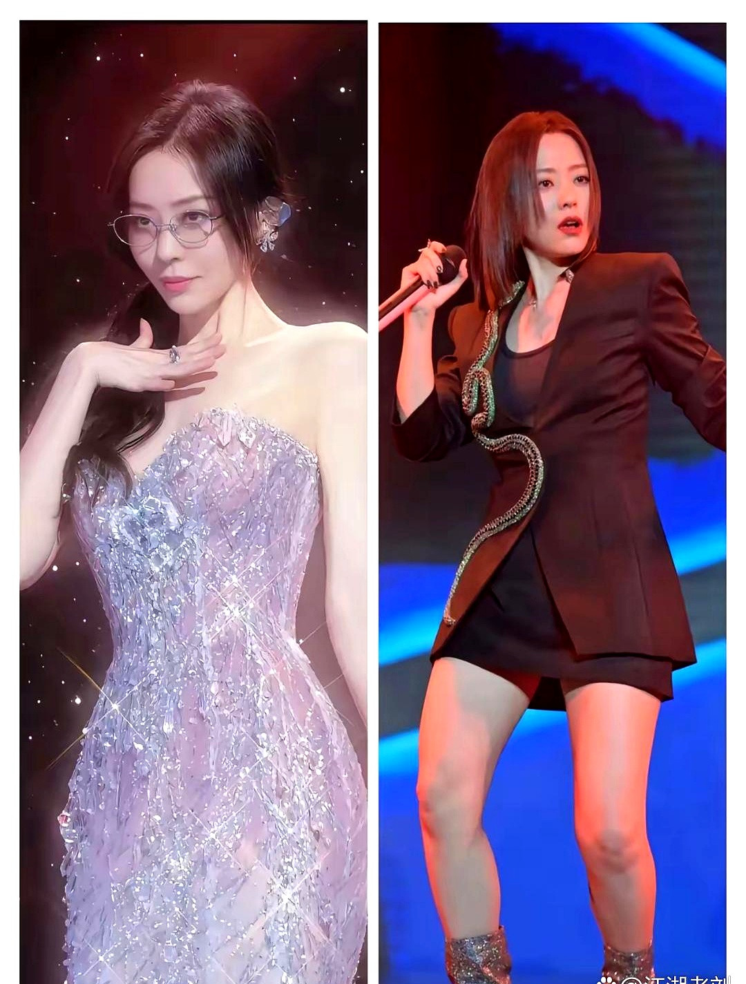 张靓颖，这变化，啧啧。感觉换了个人似的。以前挺甜美的，现在突然走高冷路线了？